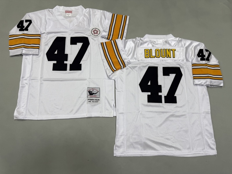 Men 2025 Pittsburgh Steelers #47 Blount white Throwback Limited NFL Jersey style 002->pittsburgh steelers->NFL Jersey